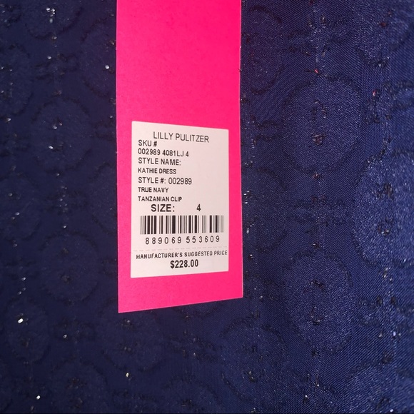 Lilly Pulitzer Kathie Dress Navy Tanzanian Clip - Picture 6 of 8